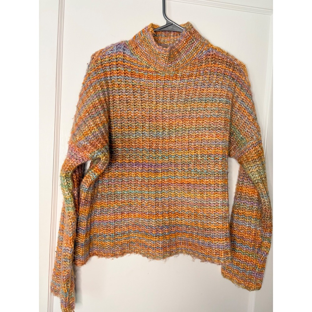 Marled Multi Color Striped Turtleneck Sweater‎ Size M Y2K look cropped